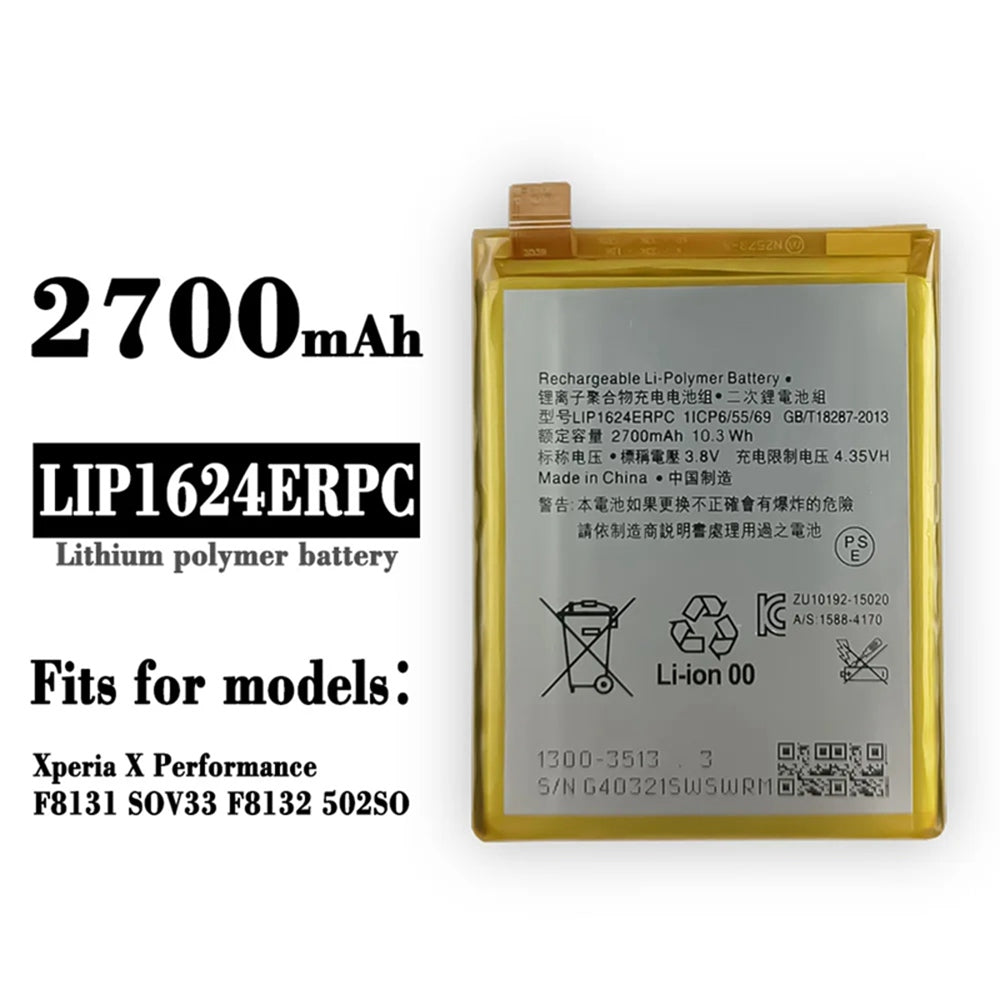 Replacement Battery for Sony Xperia X Performance (F8131 F8132), LIP1624ERPC Replacement Battery for Sony Xperia X Performance (F8131 F8132), LIP1624ERPC